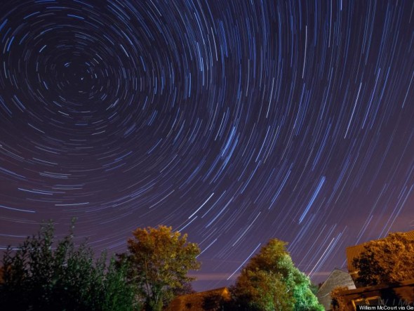 Perseid meteor star trail