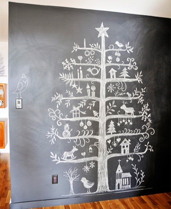 #8 Christmas Tree Drawn On A Blackboard