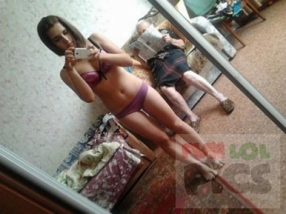 Don’t take a selfie in your underwear with your grandmother reading the paper behind you.