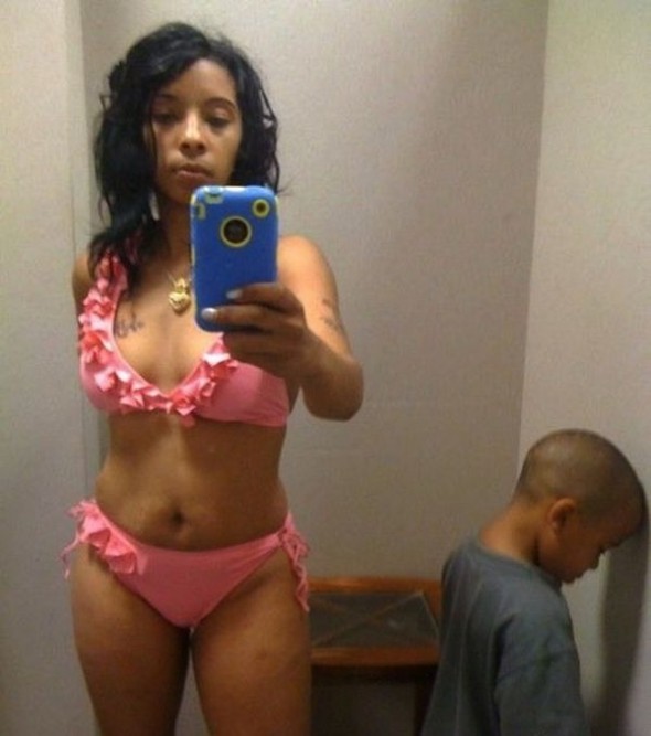 Don’t take a sexy selfie with your son in the background.